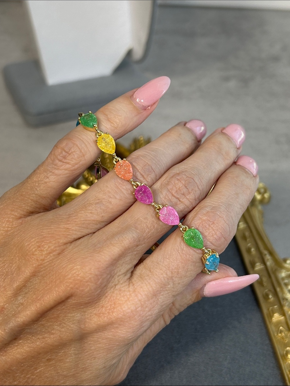 Multicolor Teardrop Crystal Tennis Bracelet - Women Jewelry